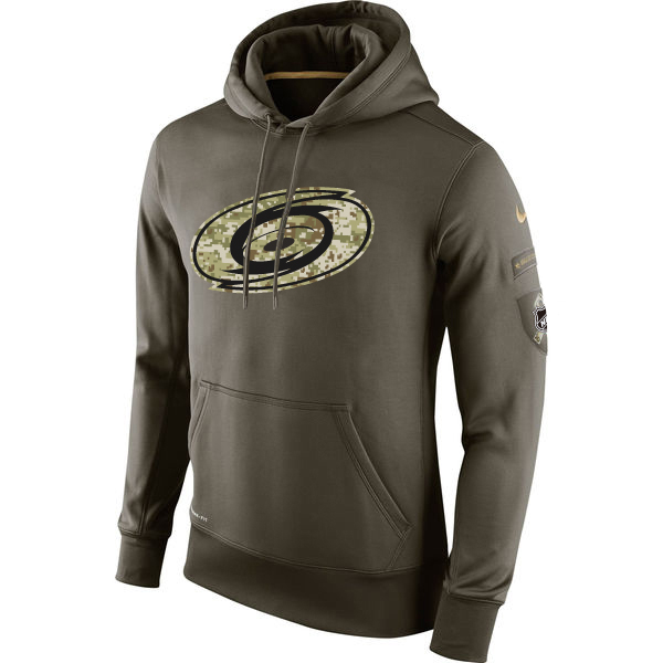 Men NHL Carolina Hurricanes Nike Olive Salute To Service KO Performance Hoodie Green